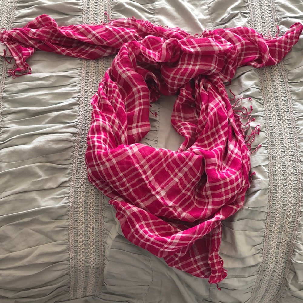 Pink Plaid Blanket Scarf